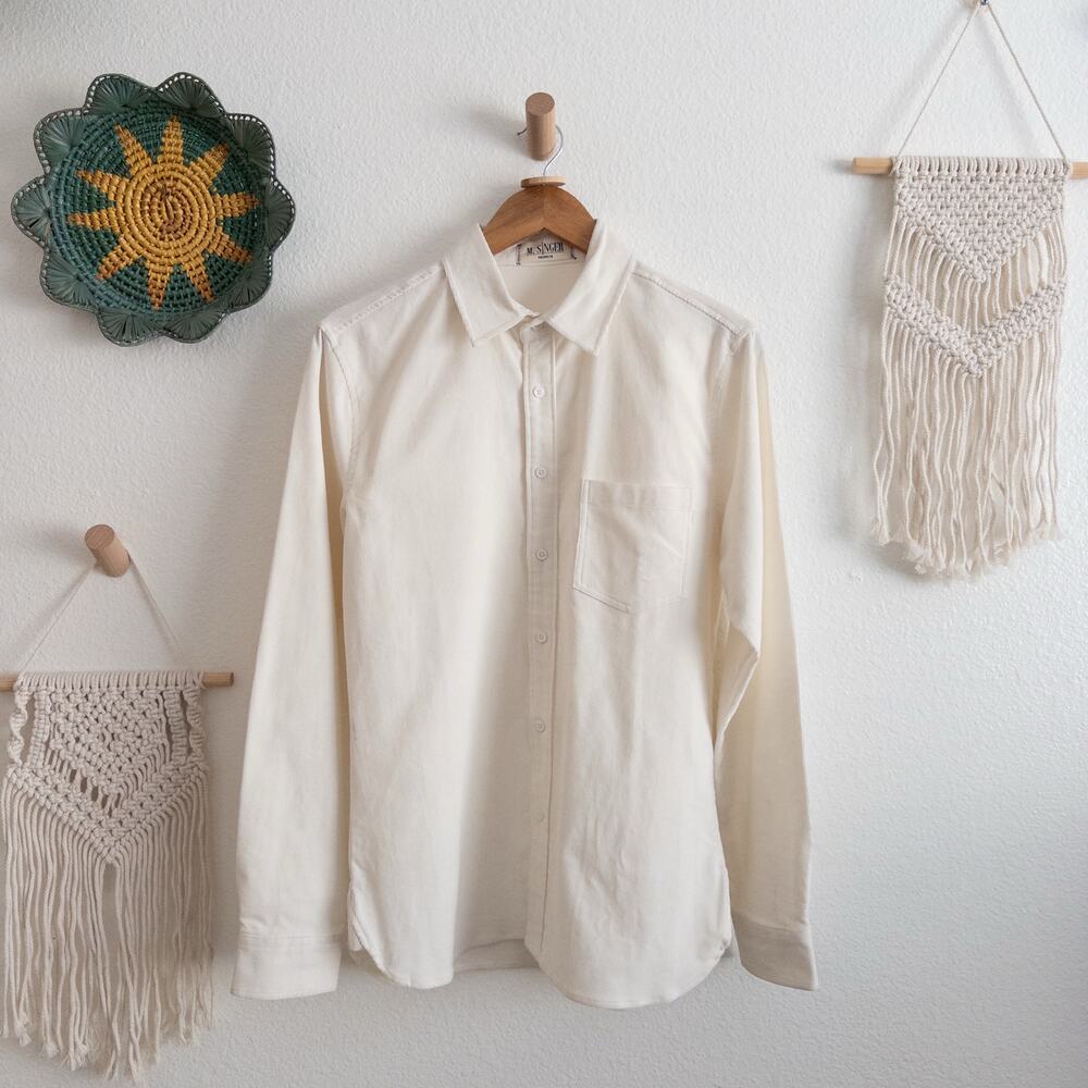 Classic Men's Casual Button-Down Shirt - Cream